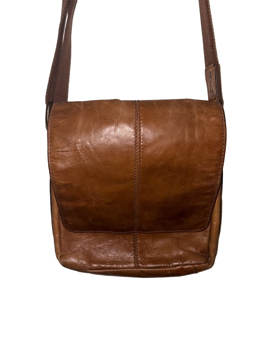 Vintage Fossil Brand Brown Genuine Leather Messenger Crossbody Bag 4