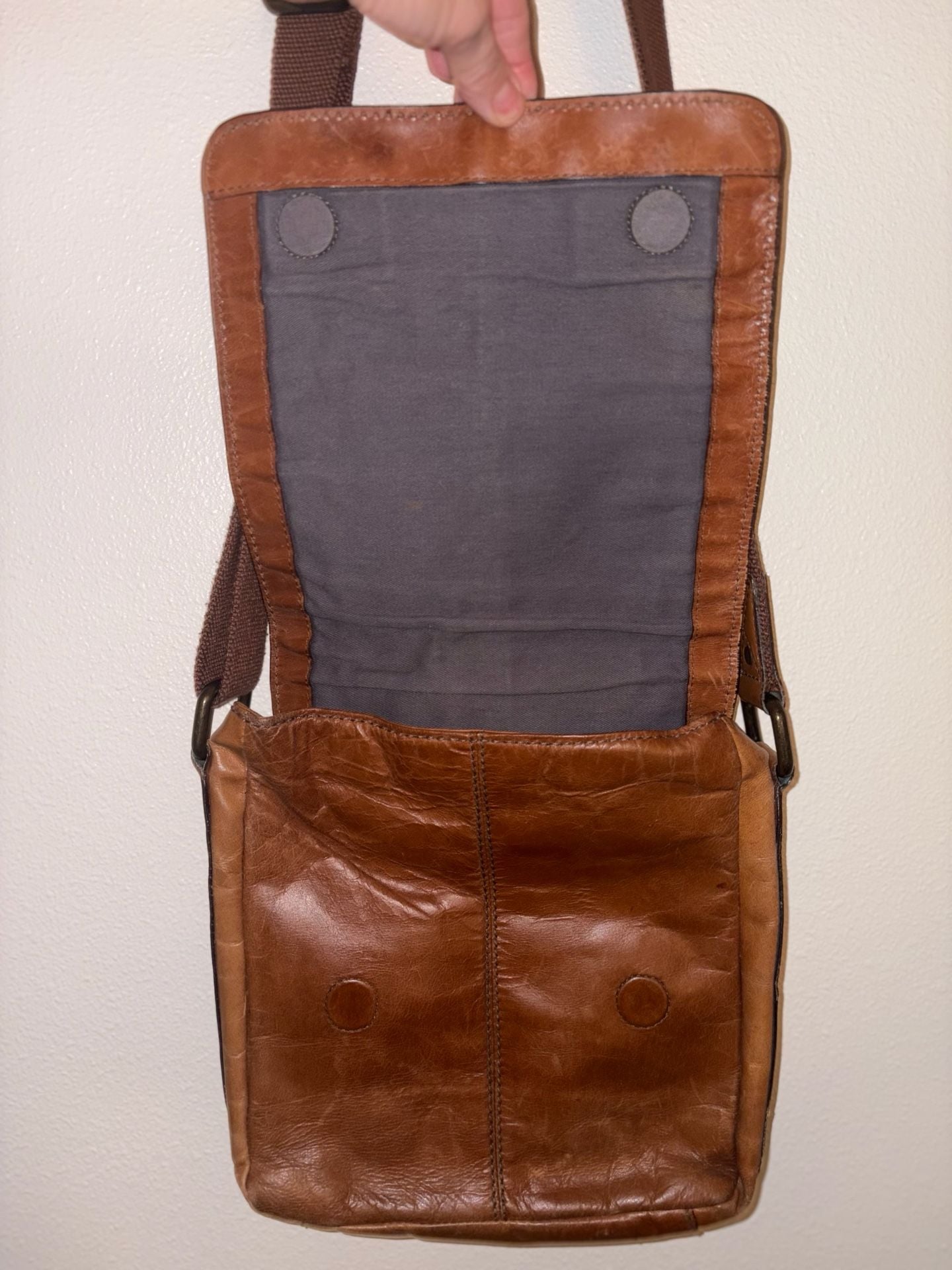 Vintage Fossil Brand Brown Genuine Leather Messenger Crossbody Bag 6