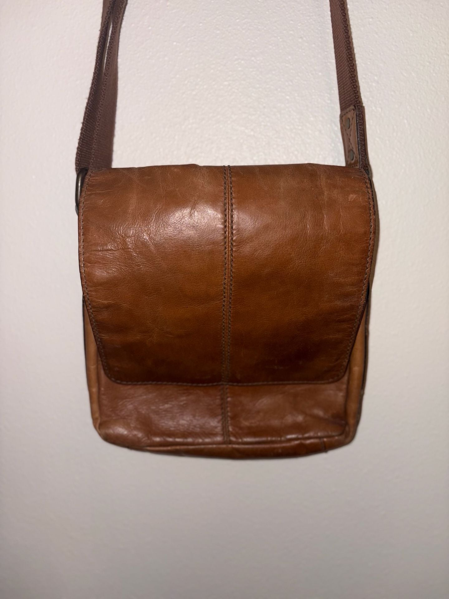 Vintage Fossil Brand Brown Genuine Leather Messenger Crossbody Bag 8