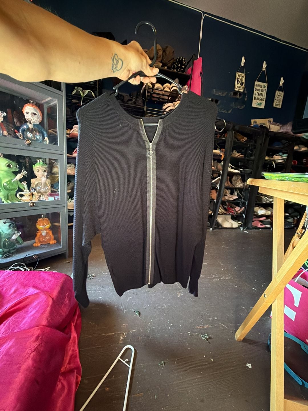 Philosophy Republic Clothing Black Ribbed Zip-Front Sweater Size XS 3