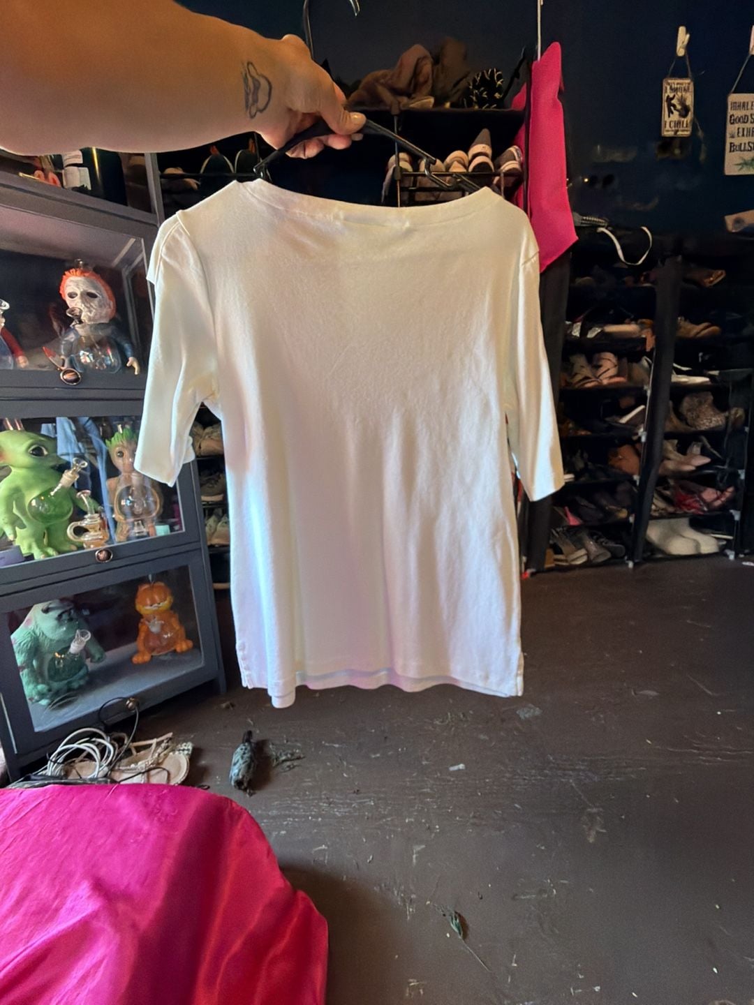 Karen Scott White Boatneck Top with Cut-Out Elbow Sleeves 3