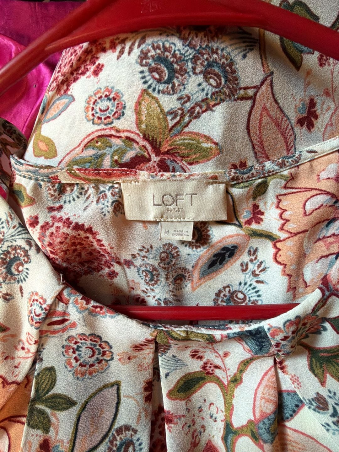 LOFT Outlet Paisley Floral Sleeveless Pleated Neck Blouse 5