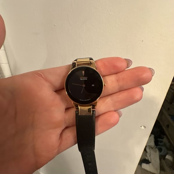 Citizen Eco-Drive Axiom Women's Gold-Tone Watch with Black LeatherGA1052-04E