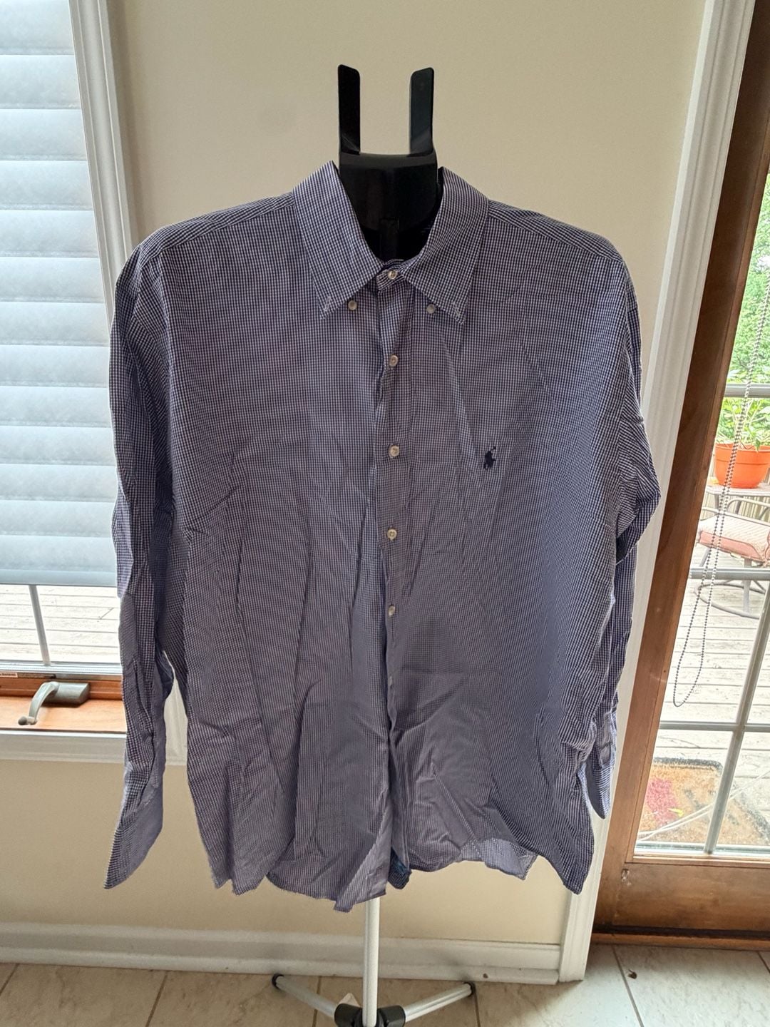 Ralph Lauren Yarmouth 100% Cotton Blue Gingham Check Button Down Shirt 2