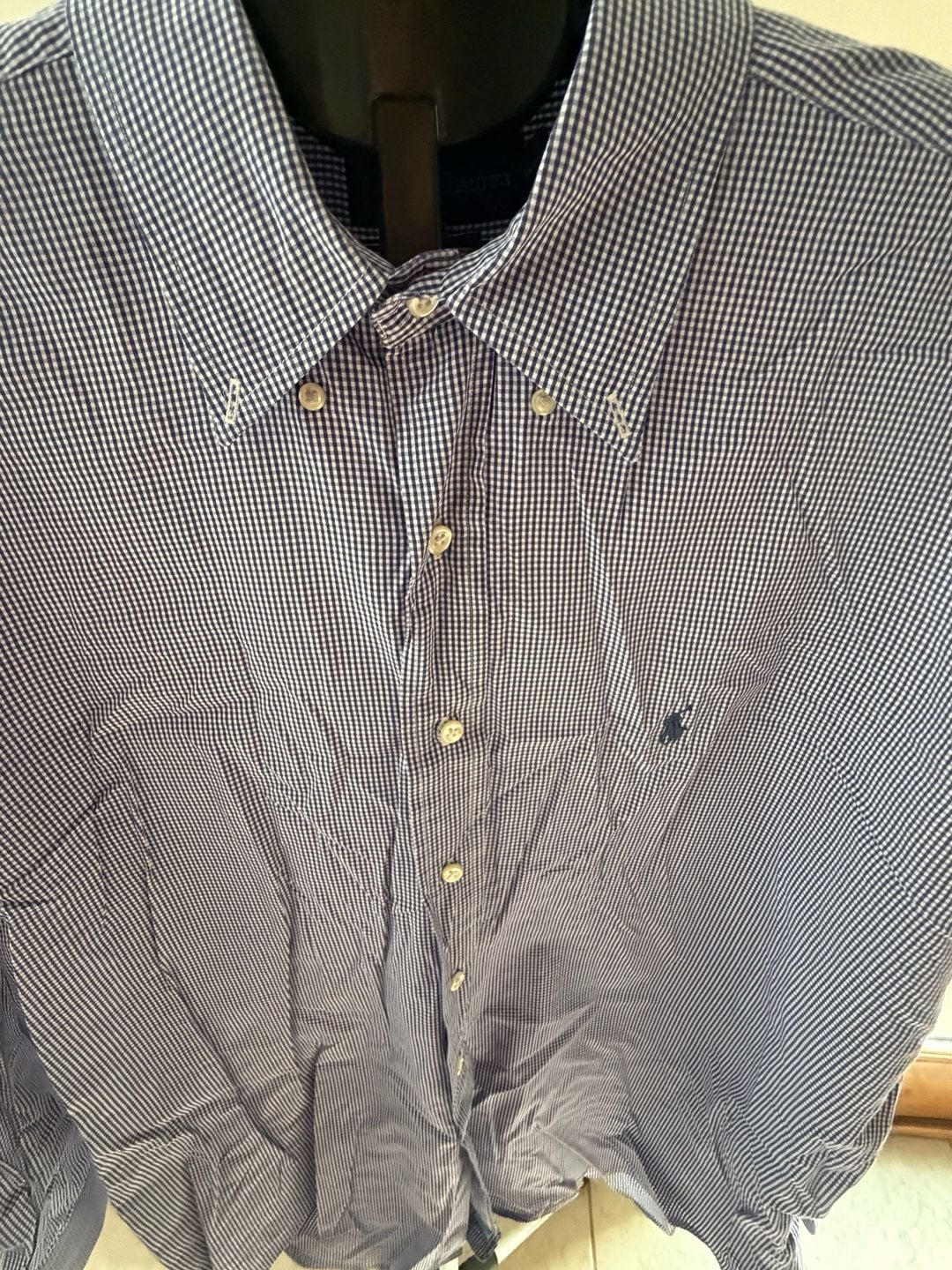Ralph Lauren Yarmouth 100% Cotton Blue Gingham Check Button Down Shirt 3