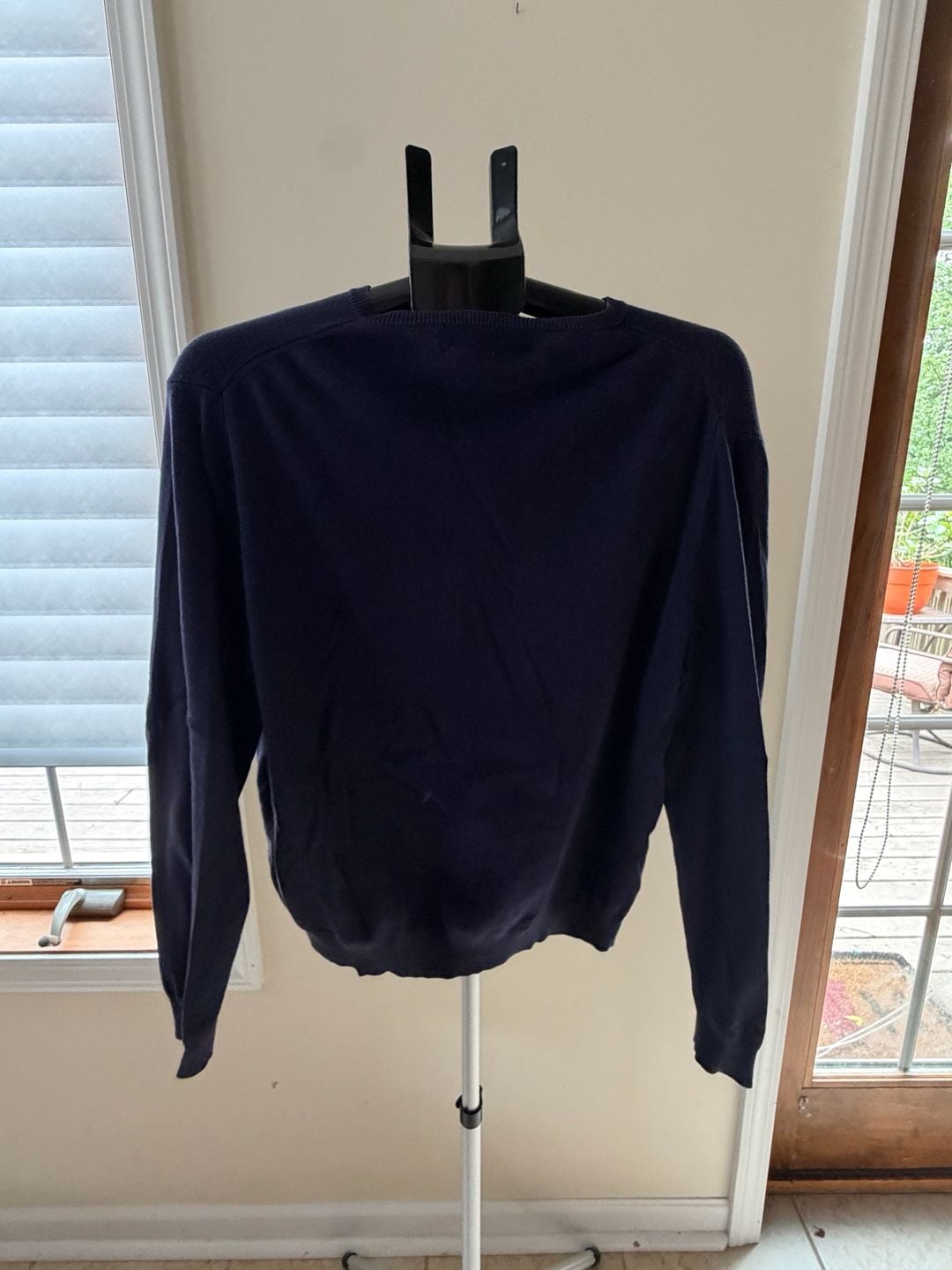 Polo Ralph Lauren Pima Cotton V-Neck Sweater Navy Blue with Red Pony Logo 7