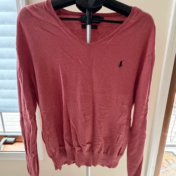 Polo Ralph Lauren Men's Pima Cotton V-Neck Sweater in Rose Pink