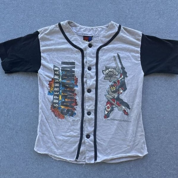 Vintage 1994 Superhuman Samurai Syber-Squad Button Up Baseball Jersey SSS