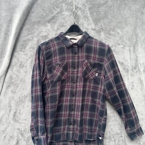 Vans Off The Wall Purple and Grey Plaid Flannel Long Sleeve Shirt