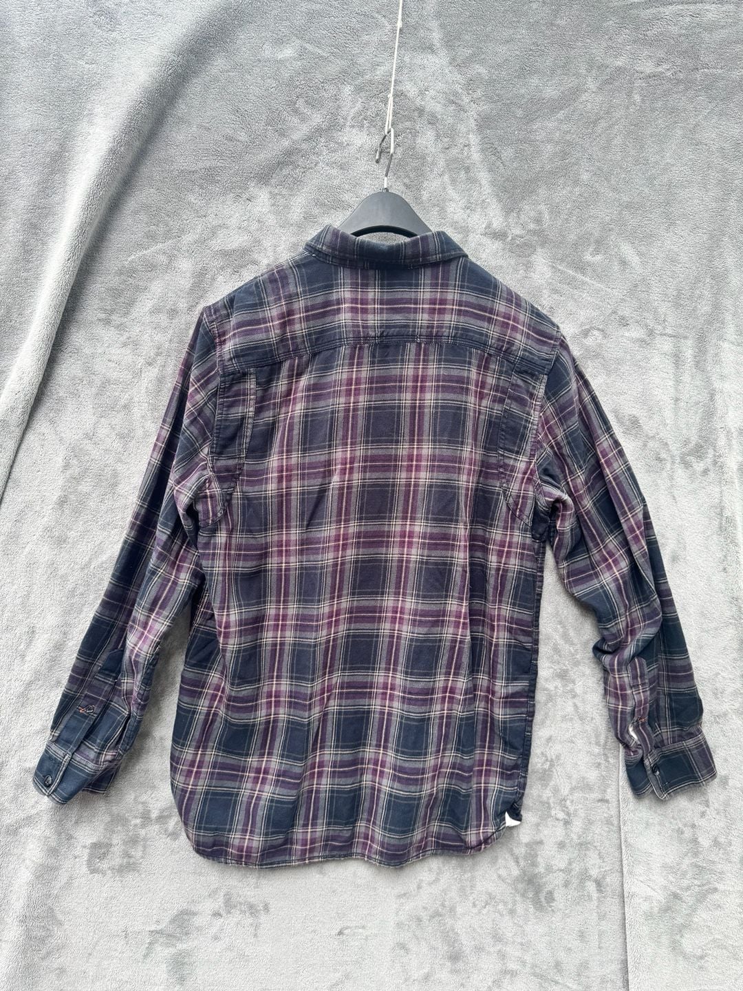 Vans Off The Wall Purple and Grey Plaid Flannel Long Sleeve Shirt 3