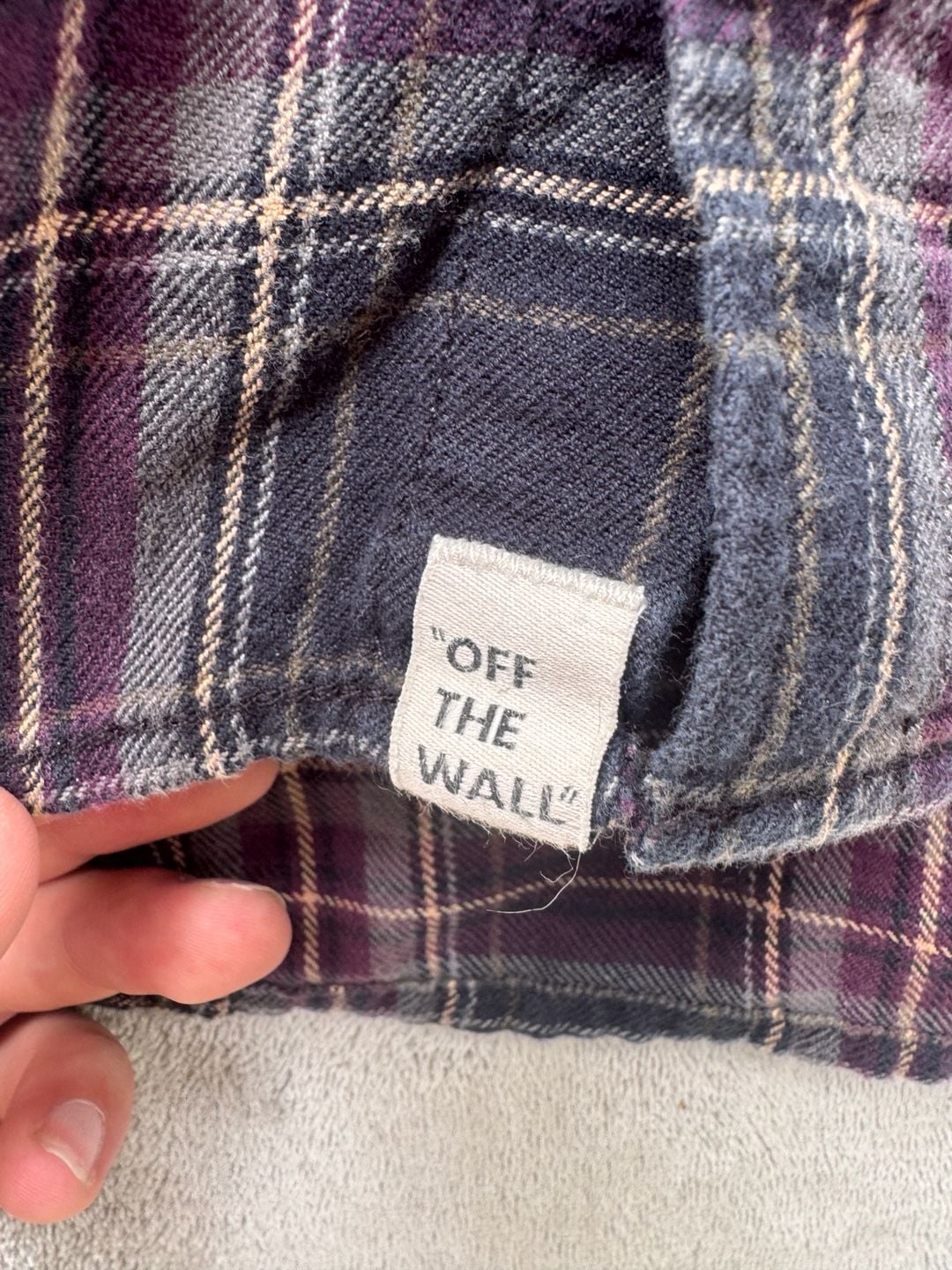 Vans Off The Wall Purple and Grey Plaid Flannel Long Sleeve Shirt 7