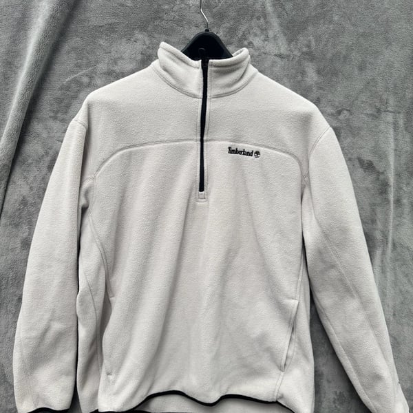 Timberland Polar Fleece 1/4 Zip Pullover Jacket in Cream