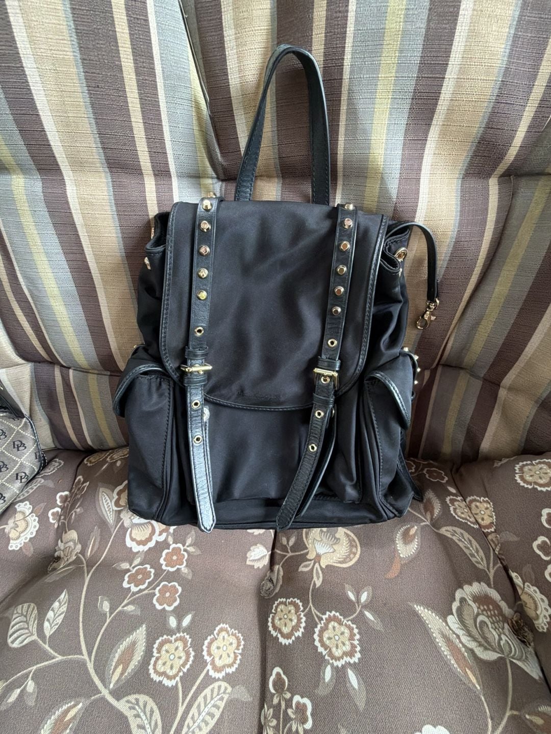 Michael Kors Leila Small Flap Studded Nylon Backpack 2