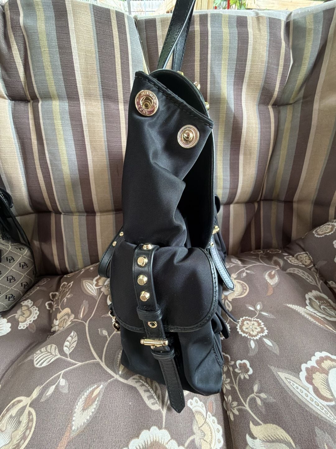 Michael Kors Leila Small Flap Studded Nylon Backpack 3