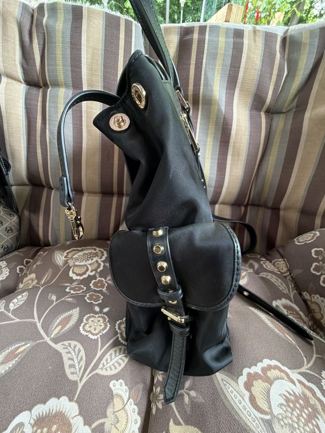 Michael Kors Leila Small Flap Studded Nylon Backpack 4