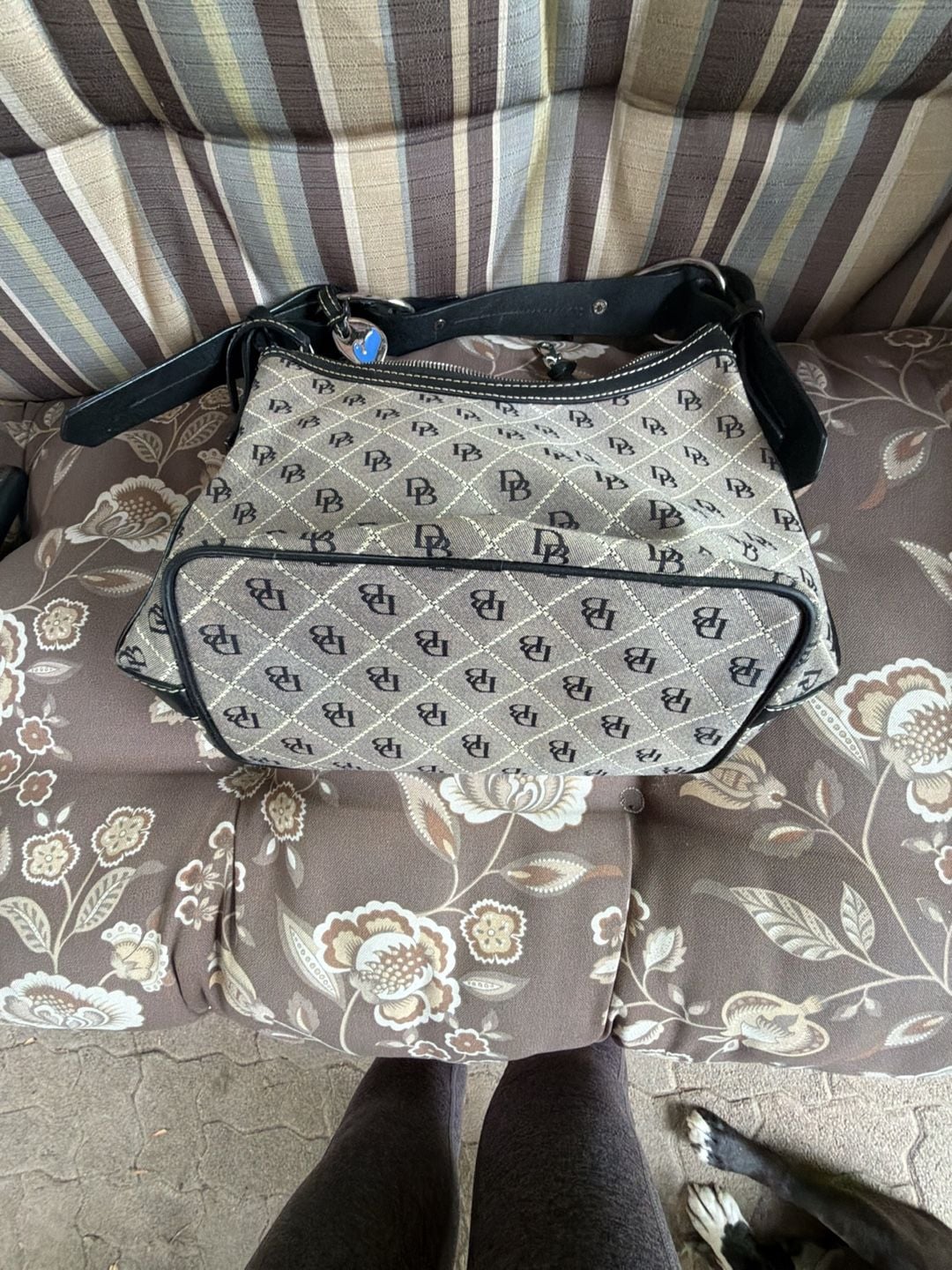 Dooney & Bourke Vintage Signature Quilted Fabric Hobo Bag 6