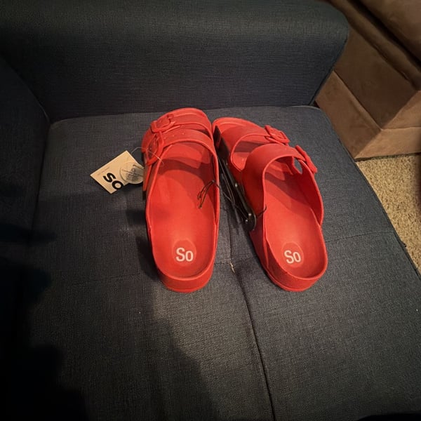 SO Passionfruit Red Women's Double-Strap EVA Slide Sandals
