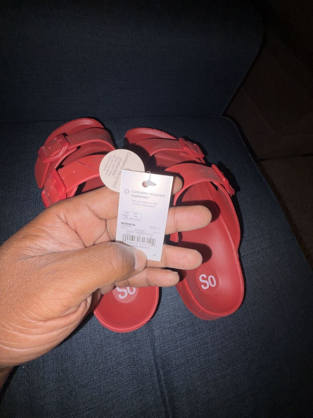 SO Passionfruit Red Women's Double-Strap EVA Slide Sandals 3