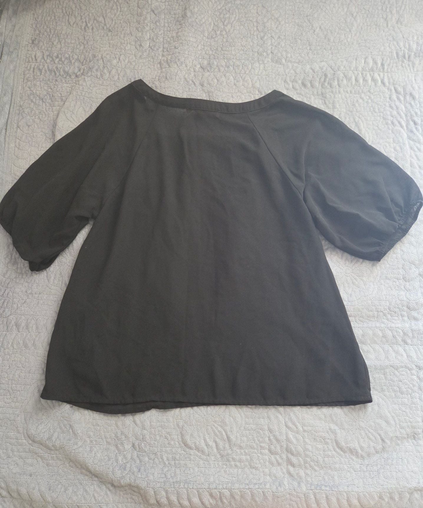 Forever 21 Contemporary Black Embroidered Boho Peasant Blouse 5