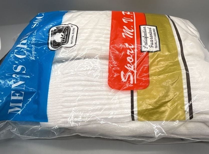 MVP Sport Mens Cotton Blend Crew Socks Deadstock 5 Pair OPEN MISSING 1 USA Vtg 10