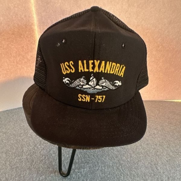 Vintage DeLONG USS Alexandria SSN-757 Submarine Mesh Snapback Trucker Hat