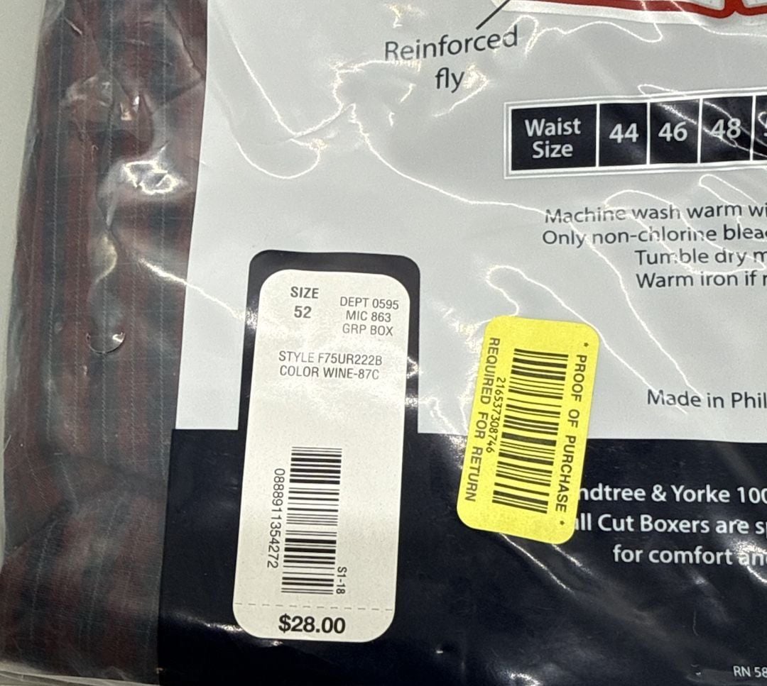 Roundtree & Yorke Big Man 2 Pack Full Cut Boxers Sz 52 100% Combed Cotton Plaid 6