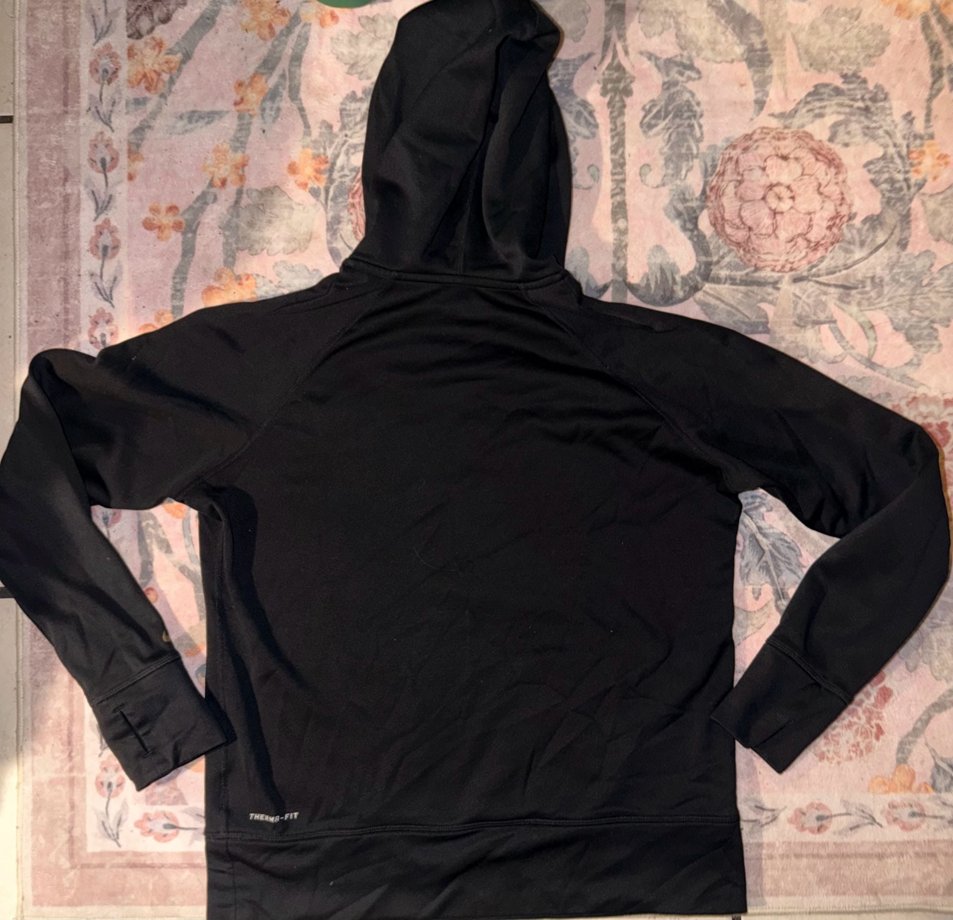 Nike Therma-FIT Black and Gold Swoosh Performance Hoodie with Thumbholes 4