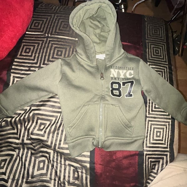 Aeropostale NYC 87 Olive Green Baby Zip-Up Hoodie