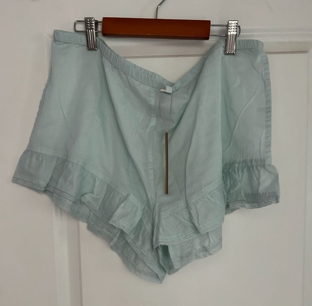 SKIMS Cotton Voile Ruffle Hem Short in Frost Large 4