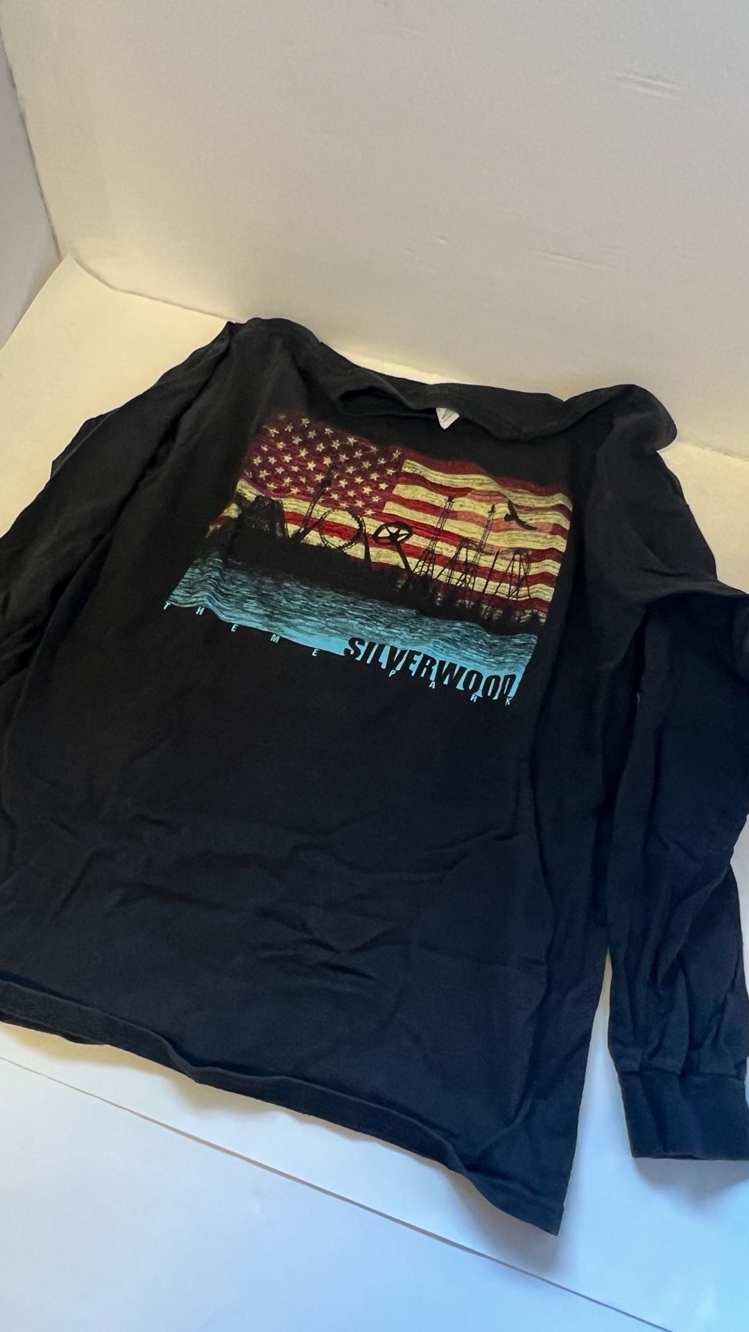 Silverwood Theme Park American Flag Roller Coaster Long Sleeve T-Shirt 9