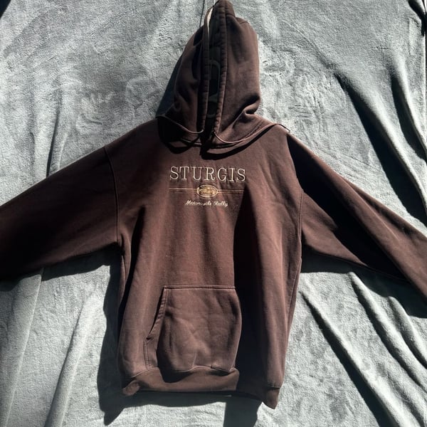 Kenpo Sturgis Motorcycle Rally Embroidered Brown Hoodie XXL