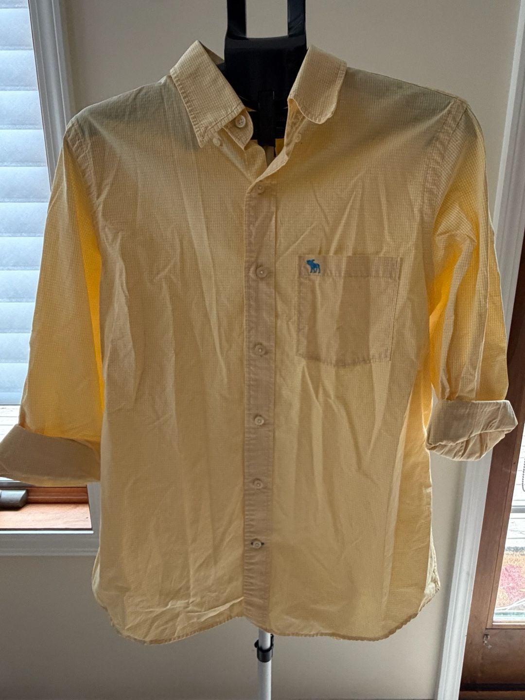Abercrombie & Fitch Yellow Gingham Check Button Down Shirt 2