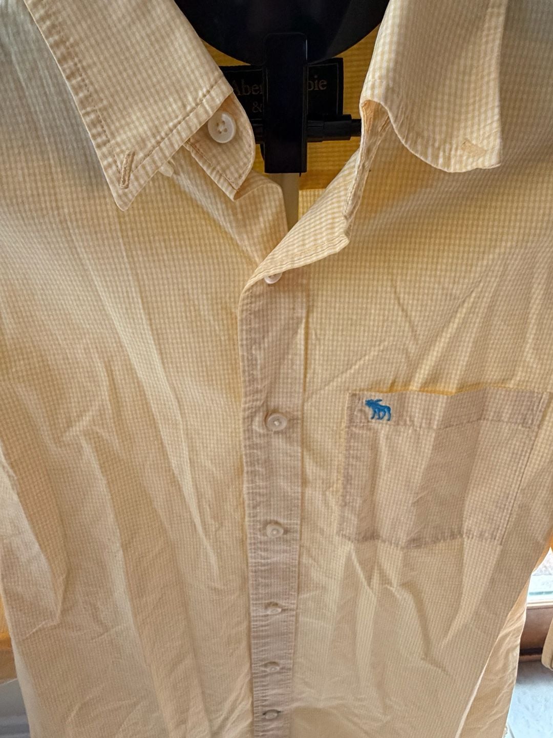Abercrombie & Fitch Yellow Gingham Check Button Down Shirt 3