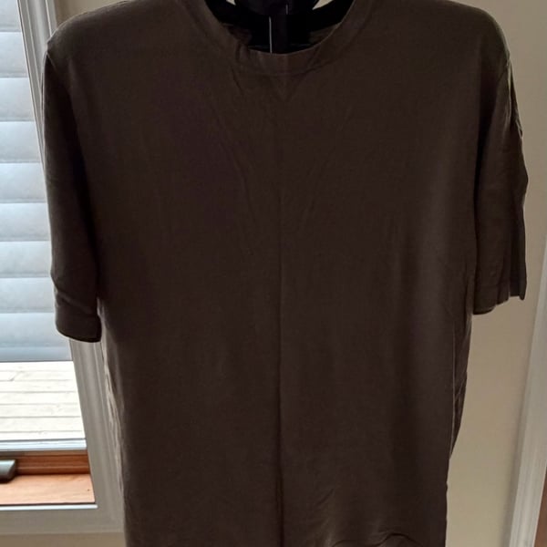 F/X Fusion Tencel & Nylon Short Sleeve Knit Sweater Tee Brown XL