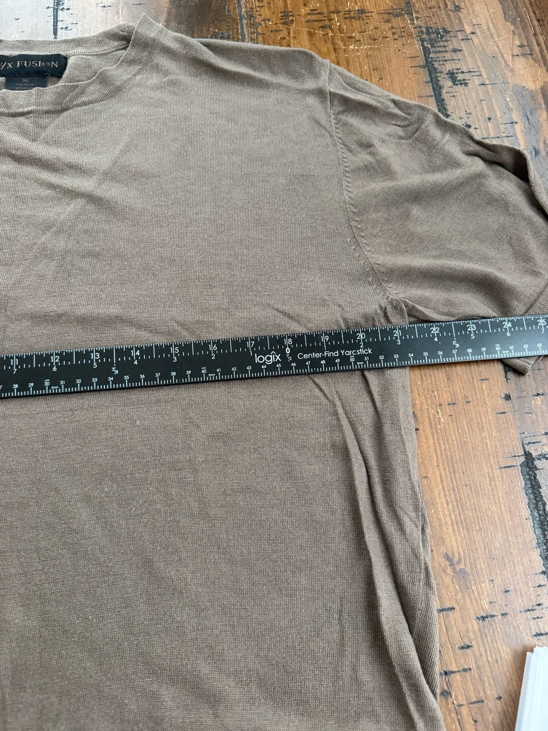 F/X Fusion Tencel & Nylon Short Sleeve Knit Sweater Tee Brown XL 8