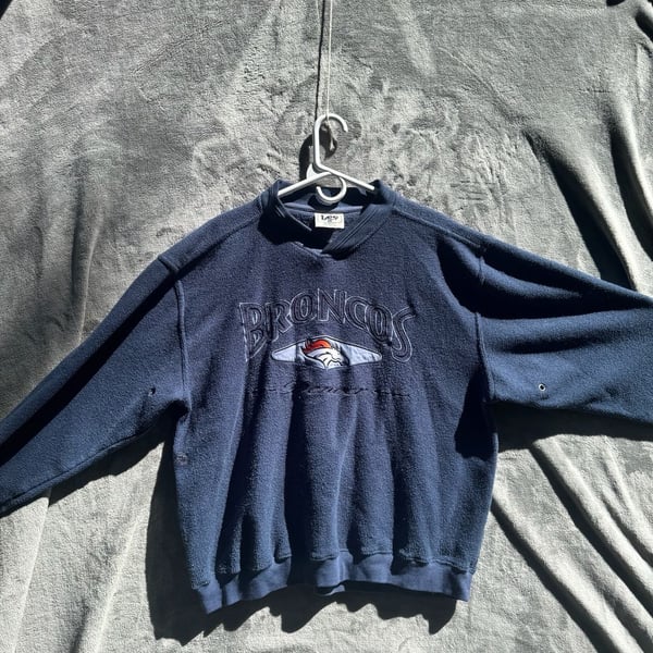 Vintage 90s Lee Sport Denver Broncos Terry Cloth Pullover Sweatshirt
