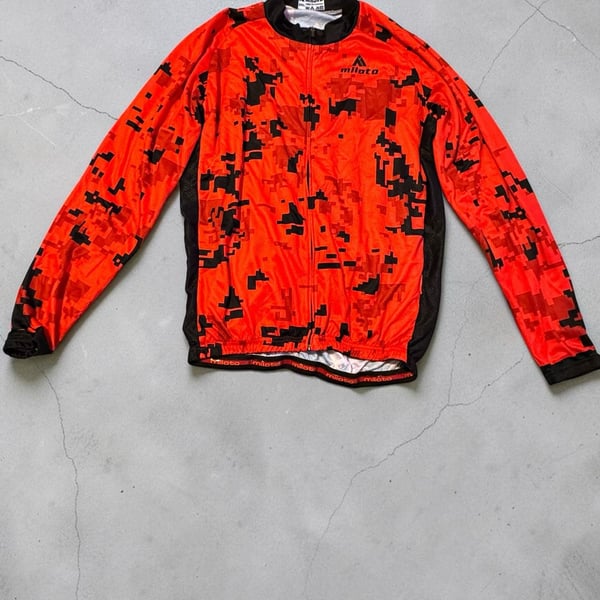 Miloto Men's Long Sleeve Cycling Jersey and Padded Bib Tights Set Red Digital Camo
