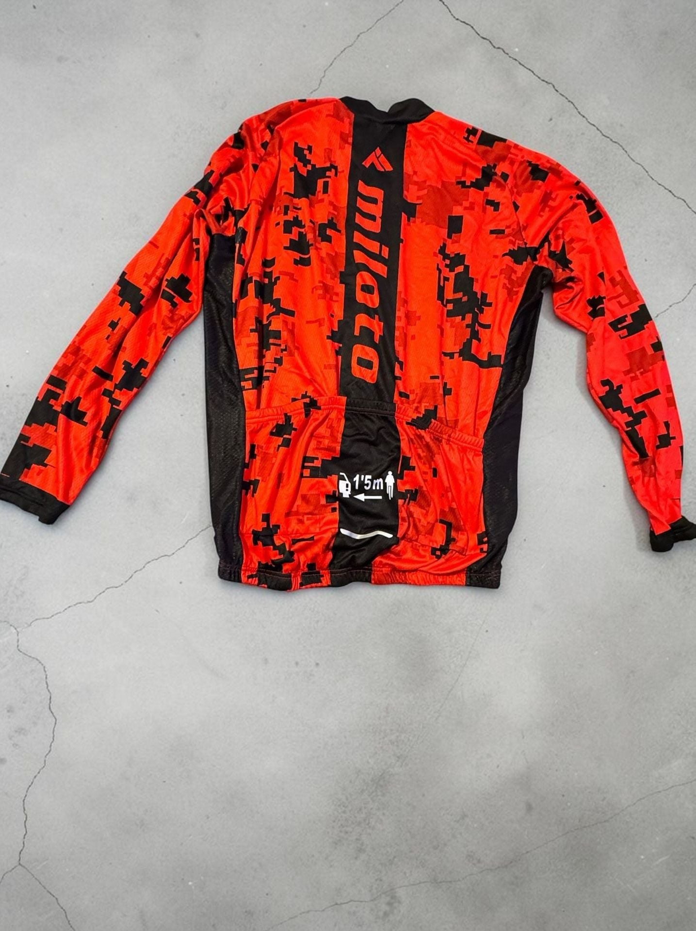 Miloto Men's Long Sleeve Cycling Jersey and Padded Bib Tights Set Red Digital Camo 2