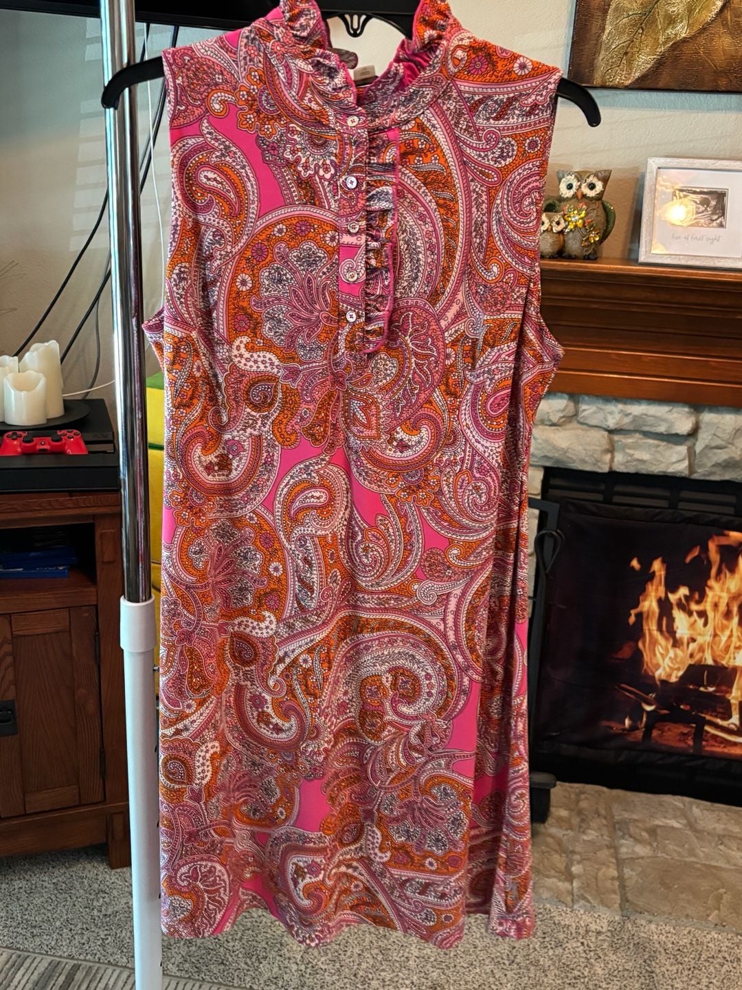 TOMMY HILFIGER - PINK PAISLEY MOD 60'S RETRO STYLE DRESS - NWT - MSRP $99 8