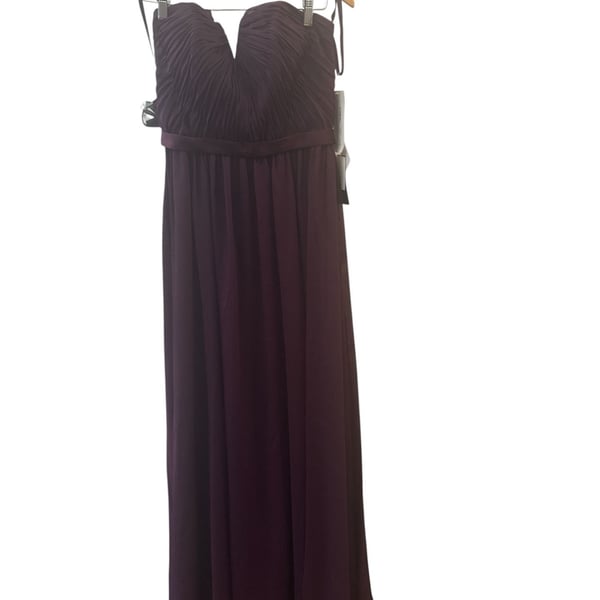 Angelina Faccenda by Mori Lee 20421 Strapless Ruched Chiffon Gown in Eggplant