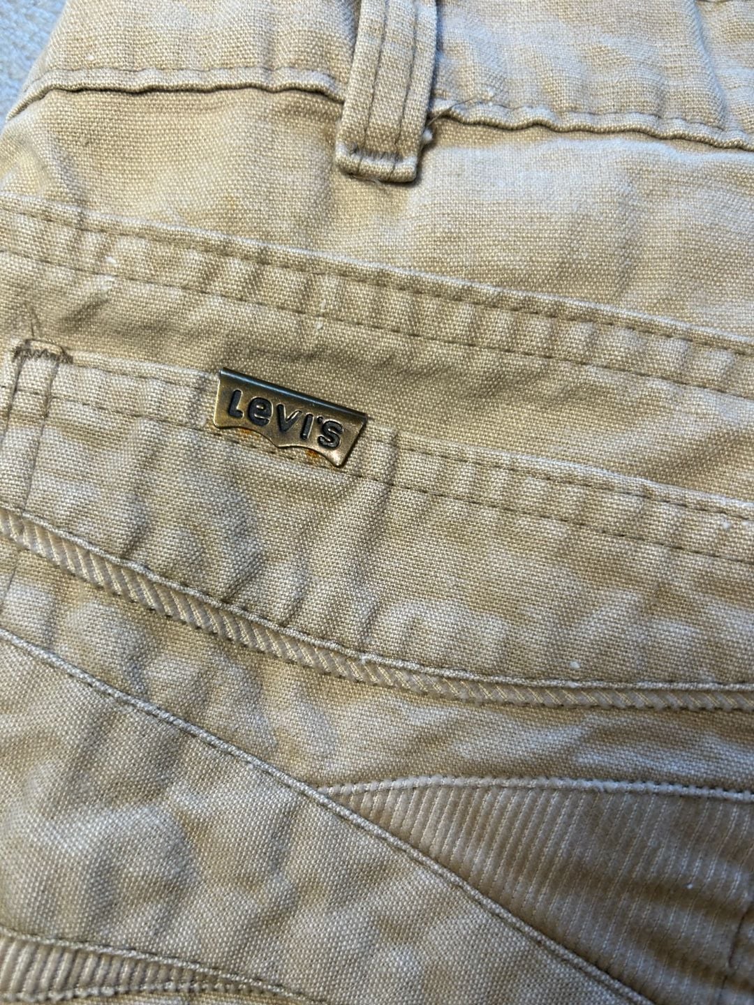 Vintage Levi's White Tab Khaki Cotton Duck Canvas Pants with Corduroy Pocket 4