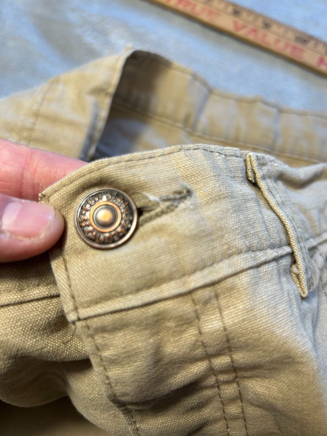 Vintage Levi's White Tab Khaki Cotton Duck Canvas Pants with Corduroy Pocket 8