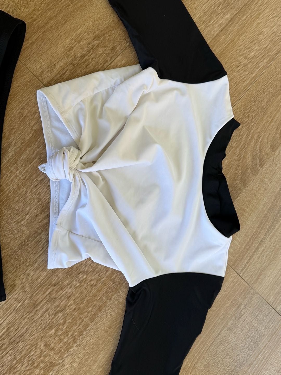 Fashion Nova Black and White Colorblock Front Tie Bikini Set 3
