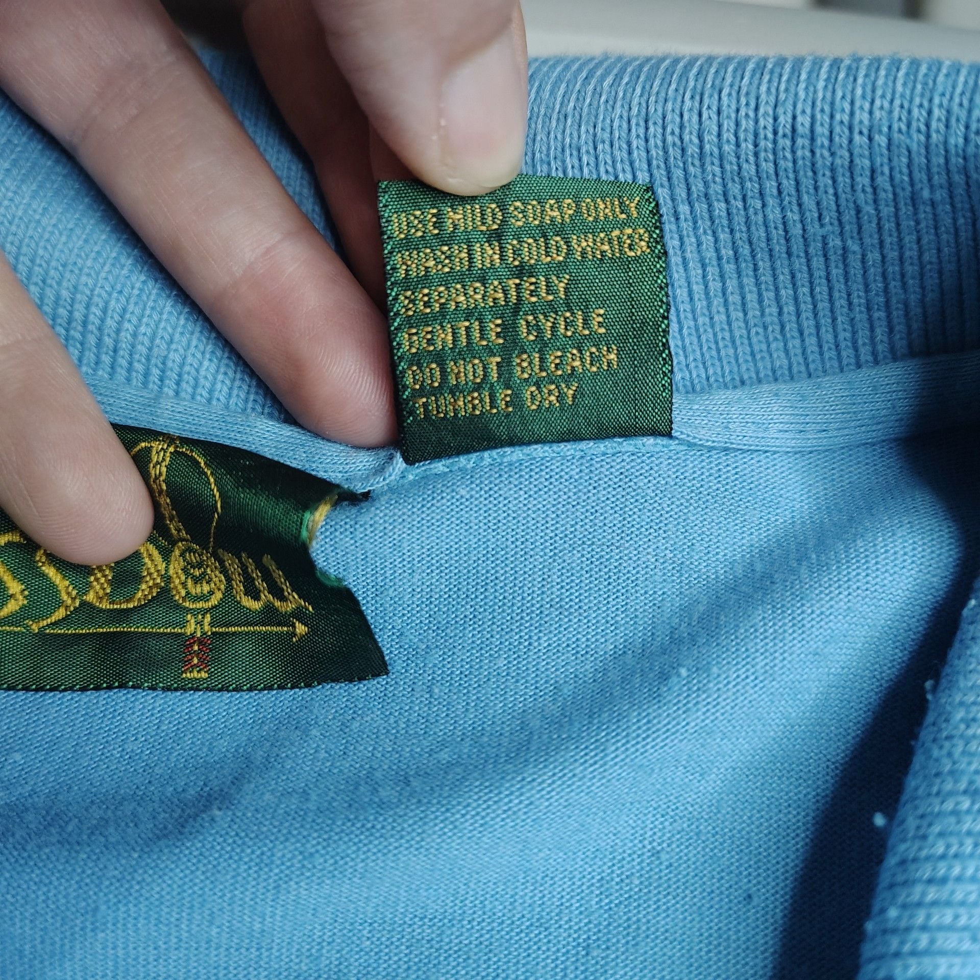 Vintage Grandpacore, Bowler shirt Crossbow Blue Banded Bottom Pocket Polo Shirt 7