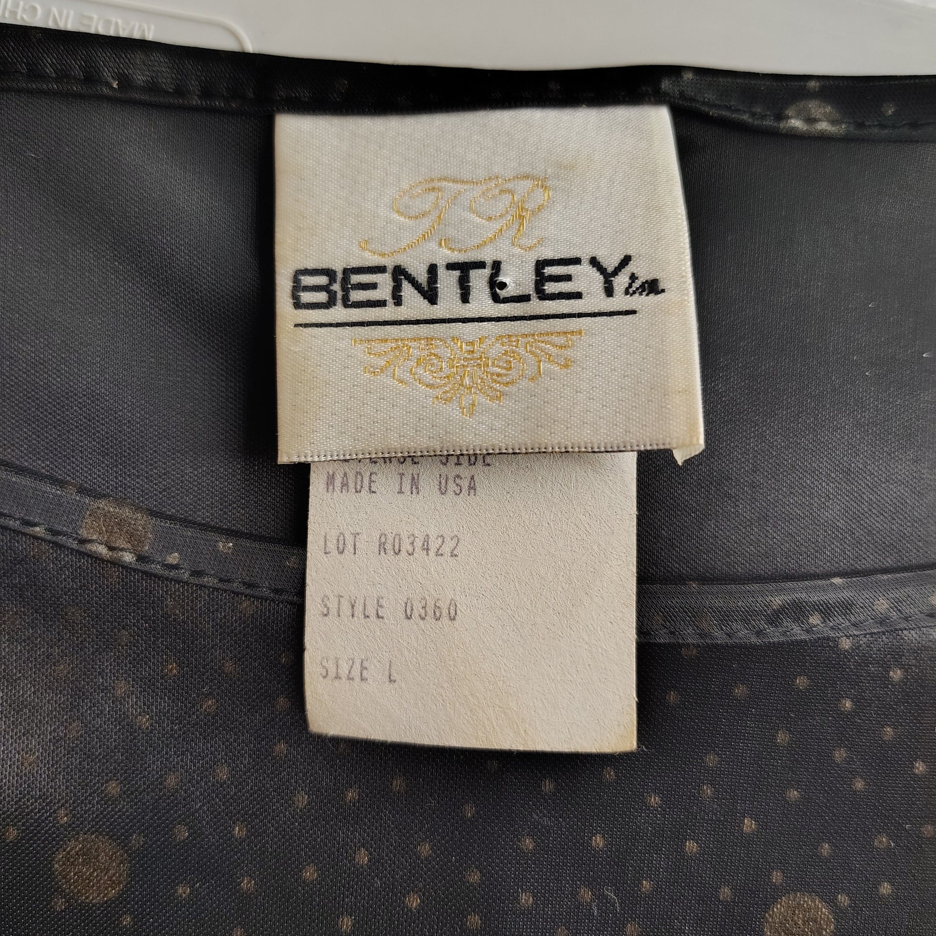 Vintage, Whimsigoth TR Bentley Black with gold Polka Dot Satin Texture Blouse, L 3