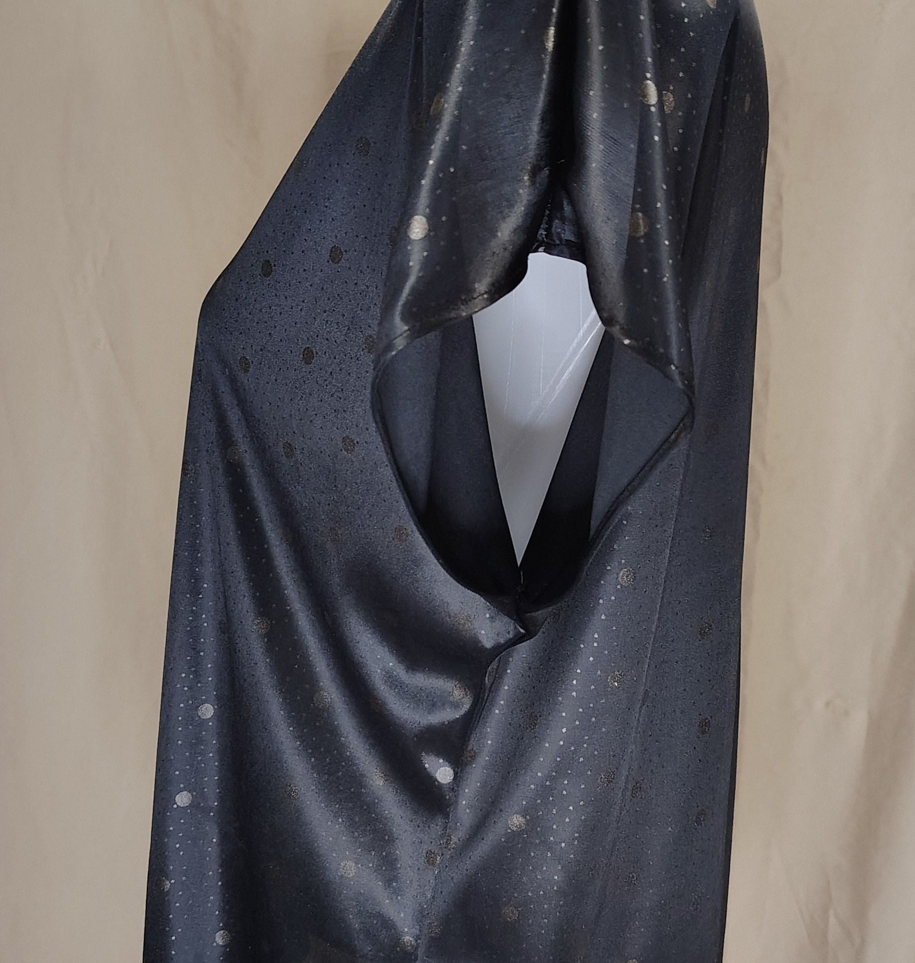 Vintage, Whimsigoth TR Bentley Black with gold Polka Dot Satin Texture Blouse, L 5