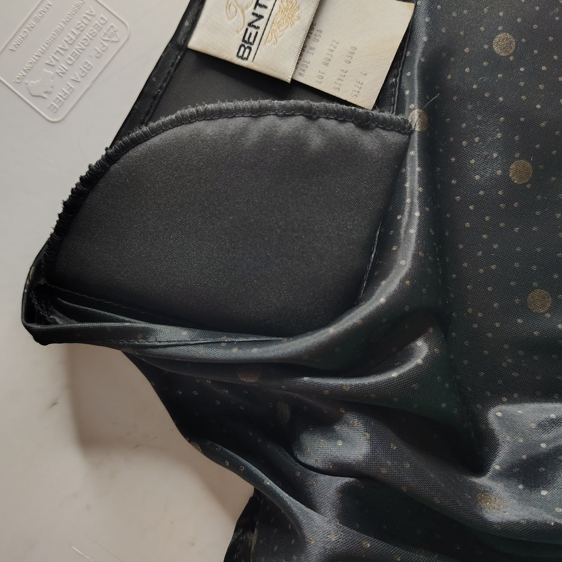 Vintage, Whimsigoth TR Bentley Black with gold Polka Dot Satin Texture Blouse, L 7