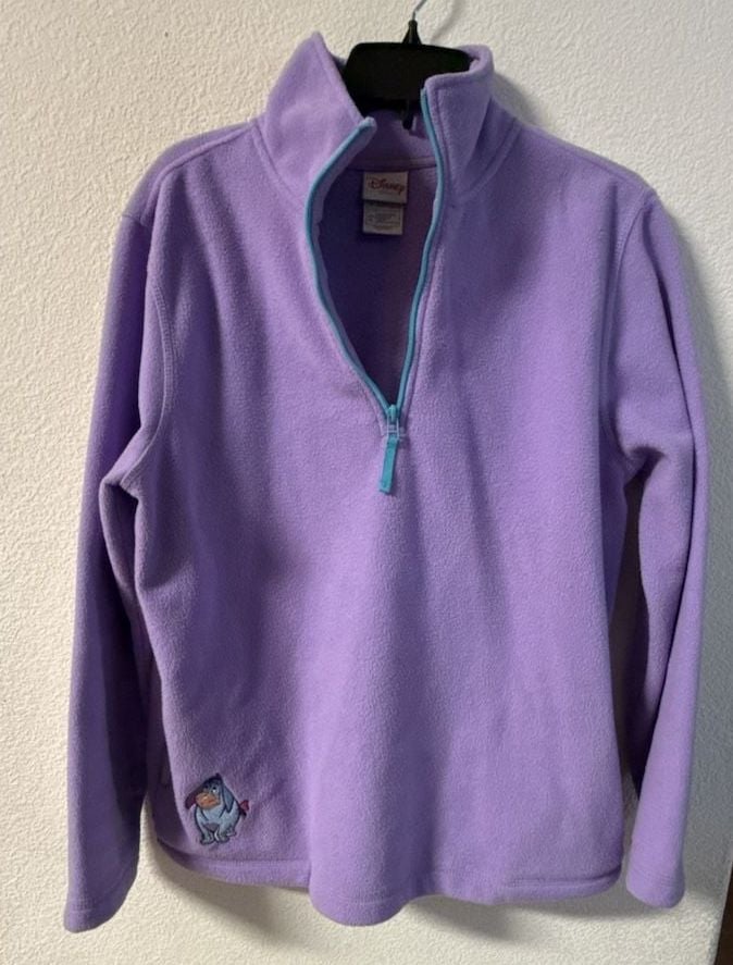 Disney Direct Winnie the Pooh Eeyore Embroidered Purple Quarter Zip Fleece Pullover 1