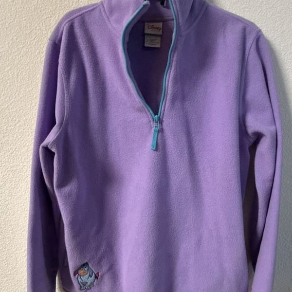 Disney Direct Winnie the Pooh Eeyore Embroidered Purple Quarter Zip Fleece Pullover