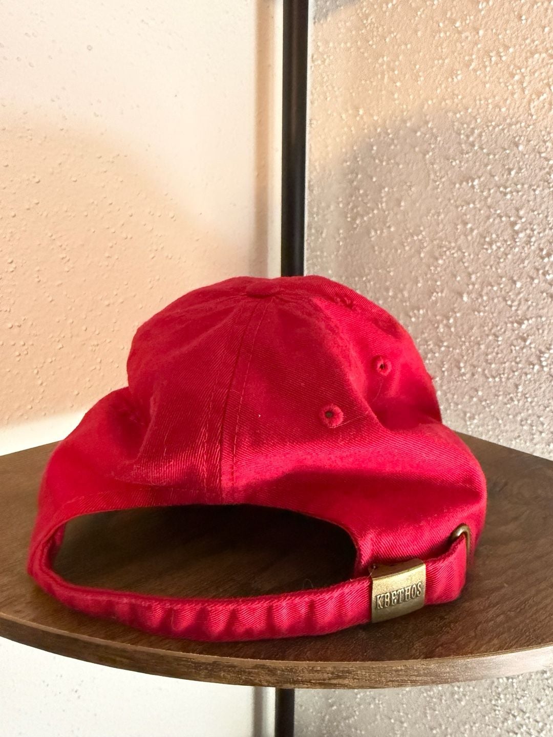 KBETHOS Red Distressed Praying Hands Rosary Dad Hat 4